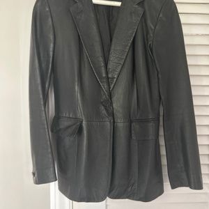 Woman’s black leather size 6 dkny coat